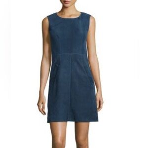DIANE VON FURSTENBERG DVF CARPREENA BLUE SUEDE DRESS Sz 8 Originally $800